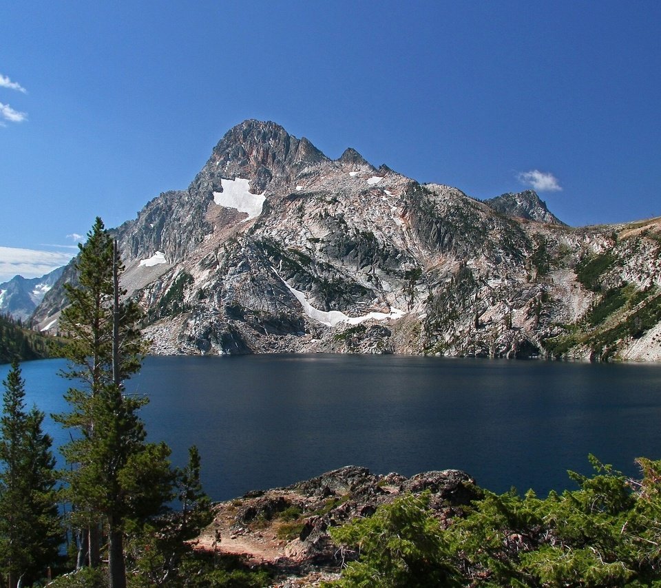 Обои небо, деревья, вода, озеро, горы, сша, айдахо, the sky, trees, water, lake, mountains, usa, idaho разрешение 1920x1200 Загрузить