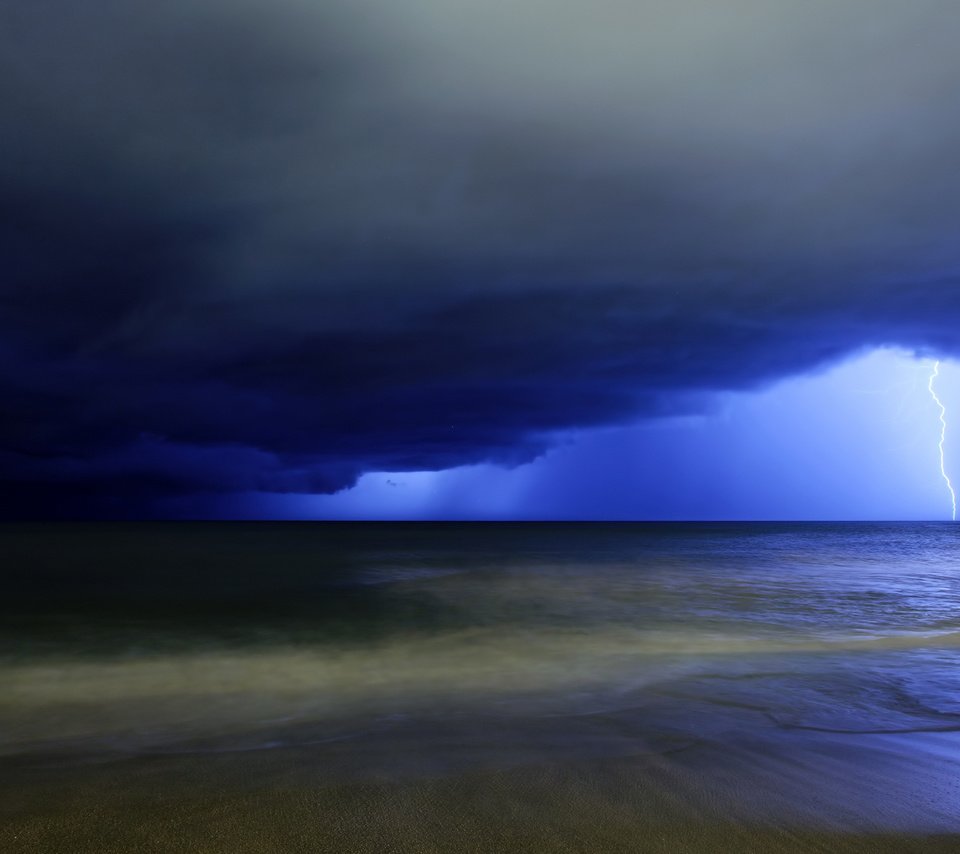 Обои море, молния, гроза, туча, sea, lightning, the storm, cloud разрешение 2560x1600 Загрузить