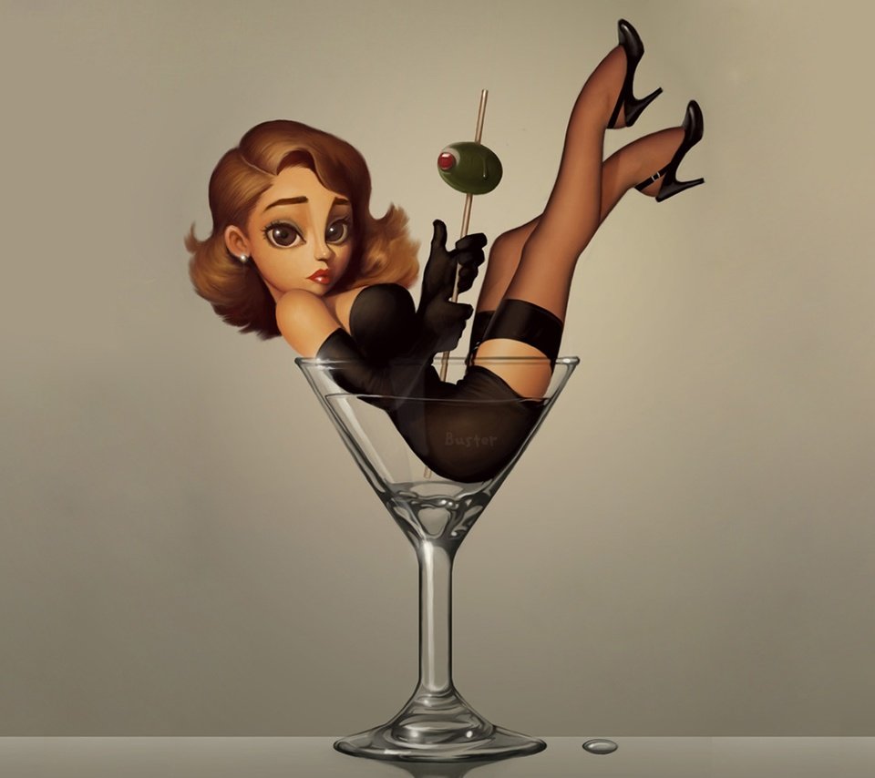 Обои девушка в бокале мартини, the girl in the martini glass разрешение 1920x1200 Загрузить