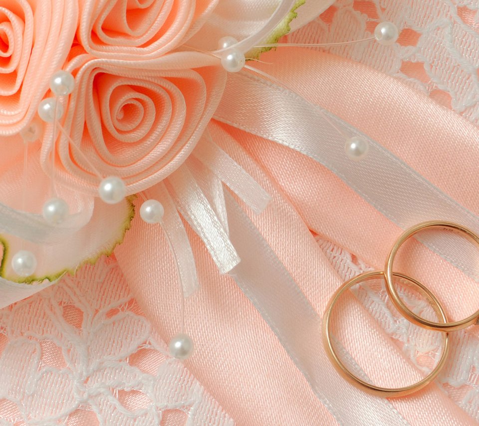 Обои цветы, макро, свадьба, бант, обручальные кольца, flowers, macro, wedding, bow, engagement rings разрешение 1920x1200 Загрузить