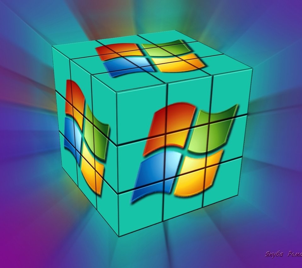 Обои windows кубик-рубика, windows cube-cube разрешение 1958x1567 Загрузить