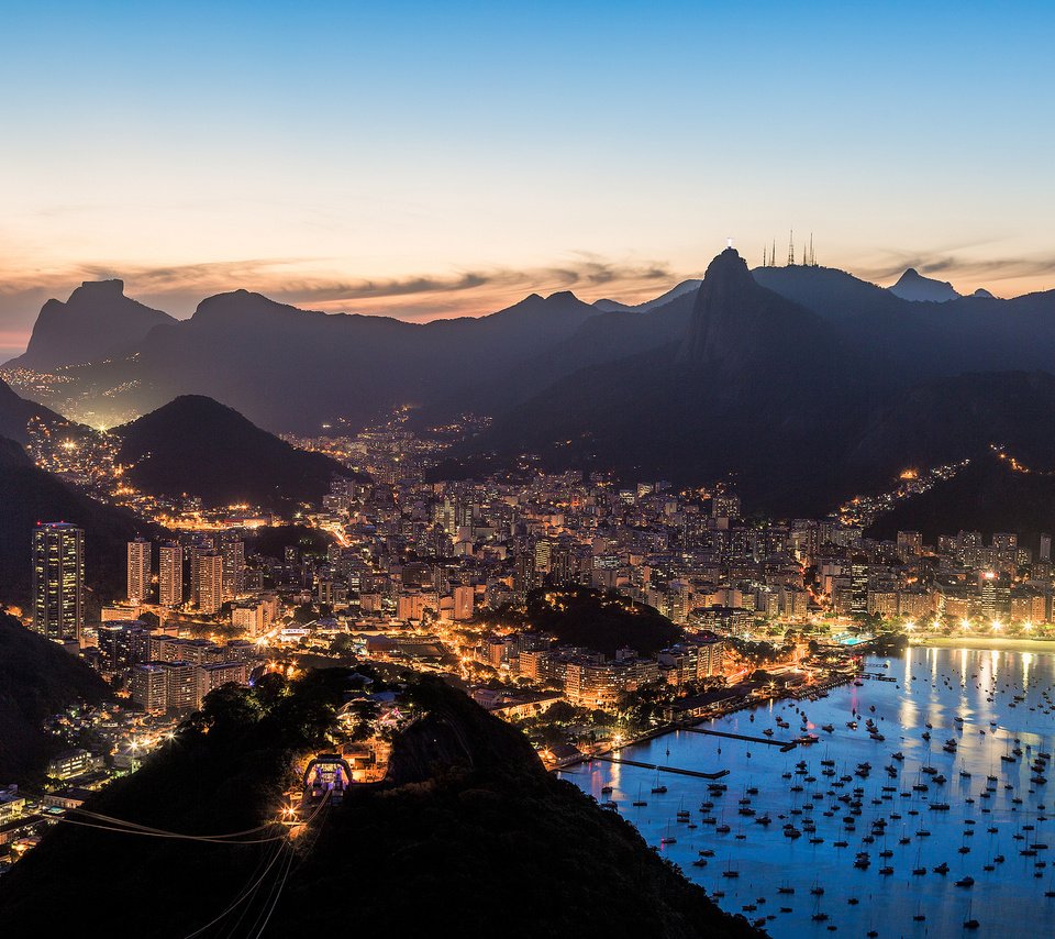 Обои вечер, лодки, залив, бразилия, бухта, рио-де-жанейро, the evening, boats, bay, brazil, rio de janeiro разрешение 2048x1365 Загрузить