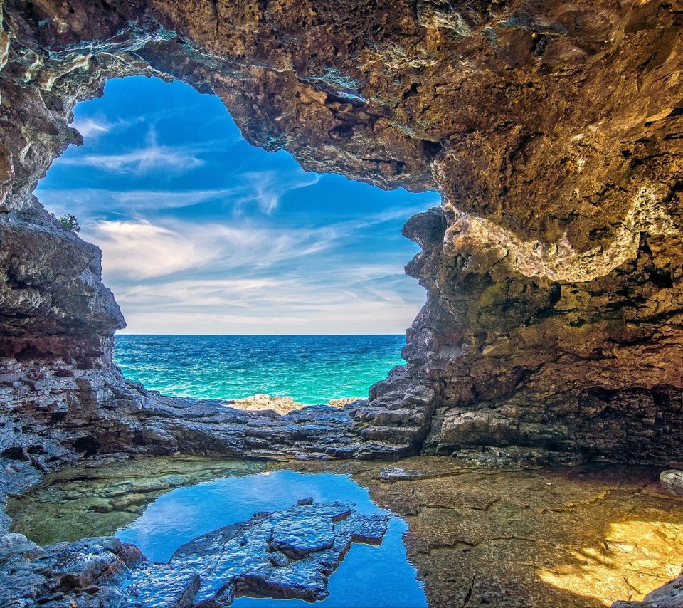 Обои скалы, море, грот. природа, rocks, sea, grotto. nature разрешение 2048x1457 Загрузить