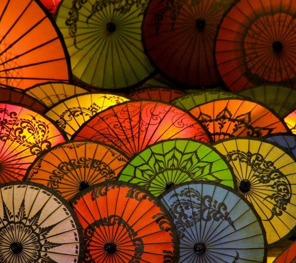 Обои разноцветные, цвет, зонт, зонтики, китайские, colorful, color, umbrella, umbrellas, chinese разрешение 1920x1200 Загрузить
