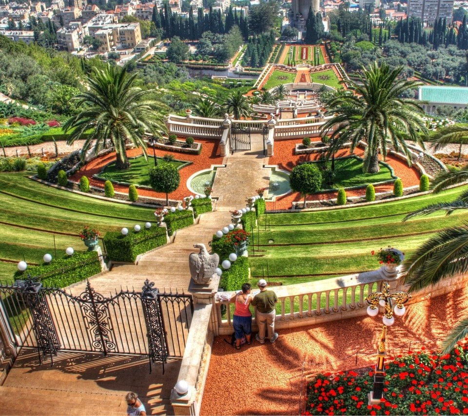 Обои израиль, хайфа, бахайские сады, всемирный центр бахаи, israel, haifa, the bahai gardens, the bahá'í world centre разрешение 1920x1200 Загрузить