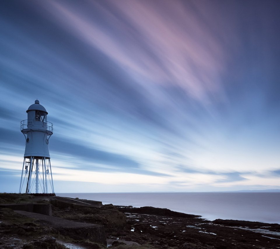 Обои небо, облака, природа, камни, берег, море, маяк, нор-пойнт, the sky, clouds, nature, stones, shore, sea, lighthouse, nor point разрешение 1920x1200 Загрузить