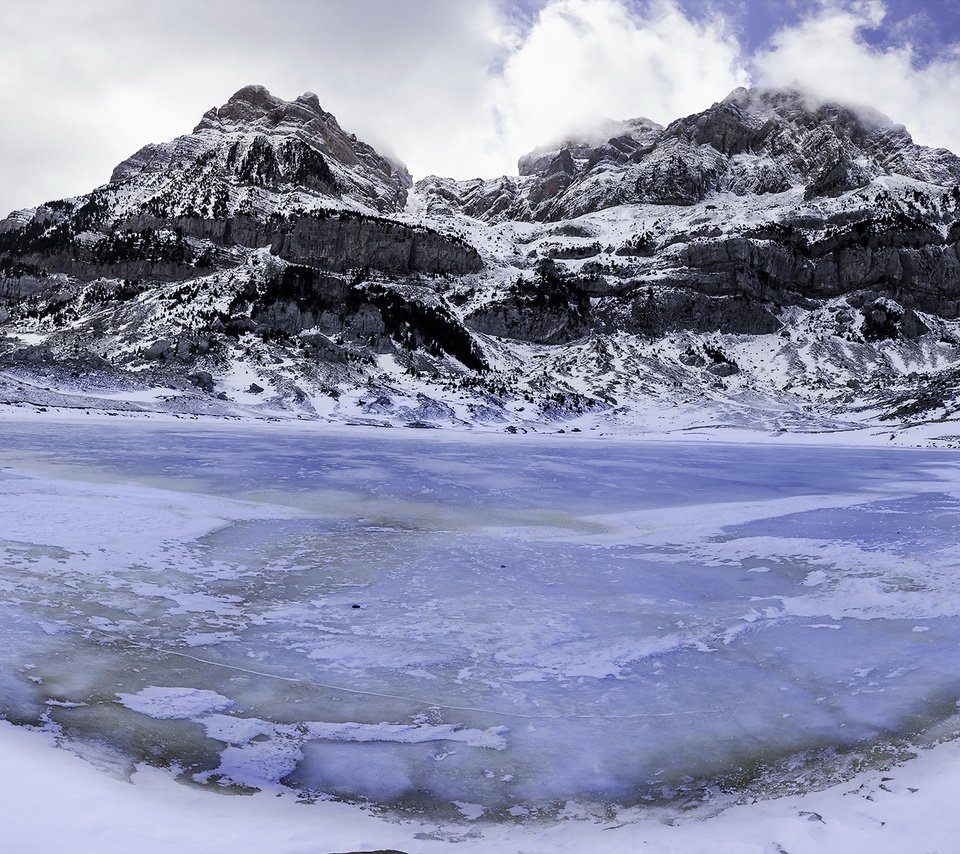 Обои озеро, пейзаж, гора, лёд, lake, landscape, mountain, ice разрешение 1920x1200 Загрузить