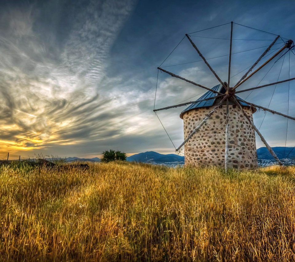 Обои природа, пейзаж, поле, мельница, nature, landscape, field, mill разрешение 2048x1363 Загрузить