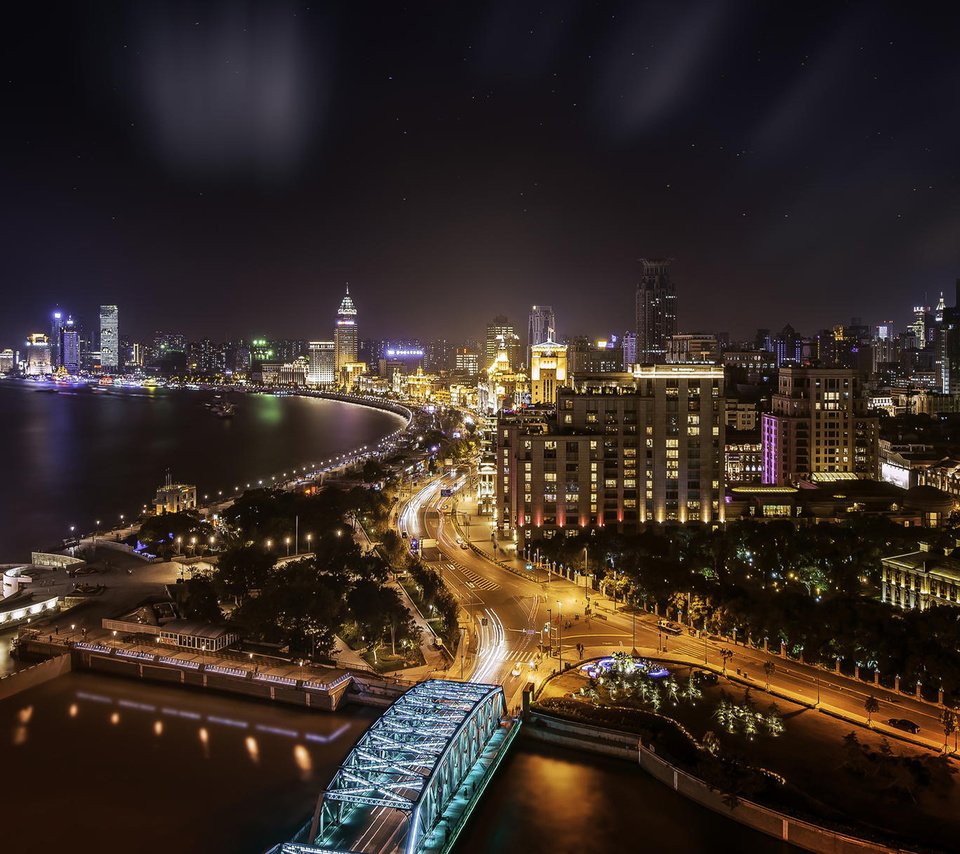 Обои ночь, огни, город, шанхай, китай, набережная вайтань, night, lights, the city, shanghai, china, the bund разрешение 1920x1200 Загрузить