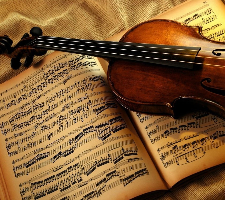 Обои ноты, скрипка, музыкальный инструмент, notes, violin, musical instrument разрешение 1920x1200 Загрузить