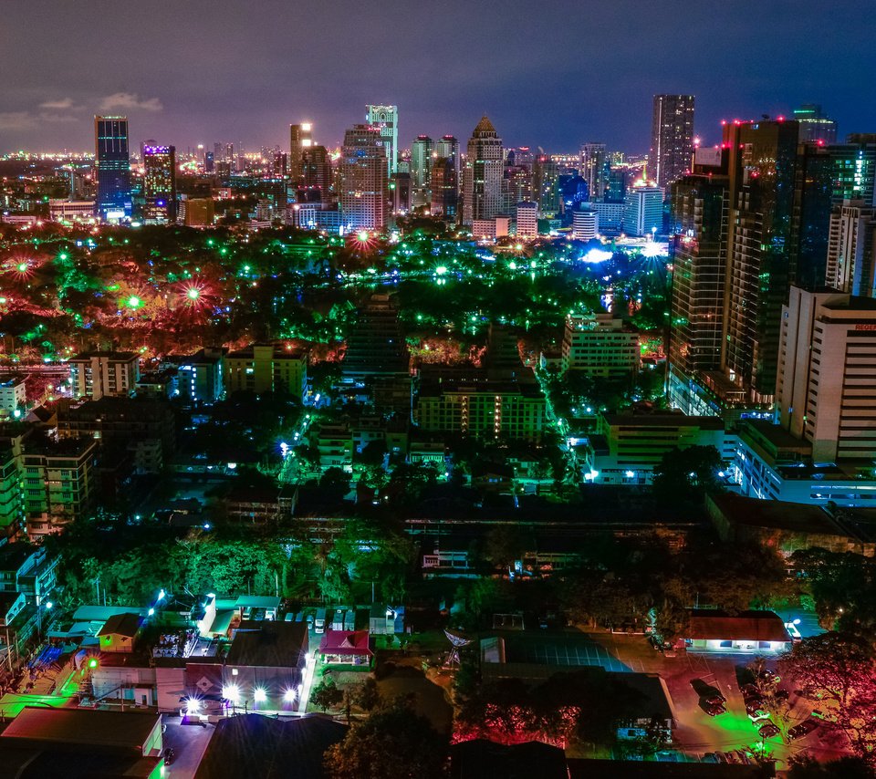 Обои ночь, город, мегаполис, дома, таиланд, бангкок, night, the city, megapolis, home, thailand, bangkok разрешение 2840x1600 Загрузить