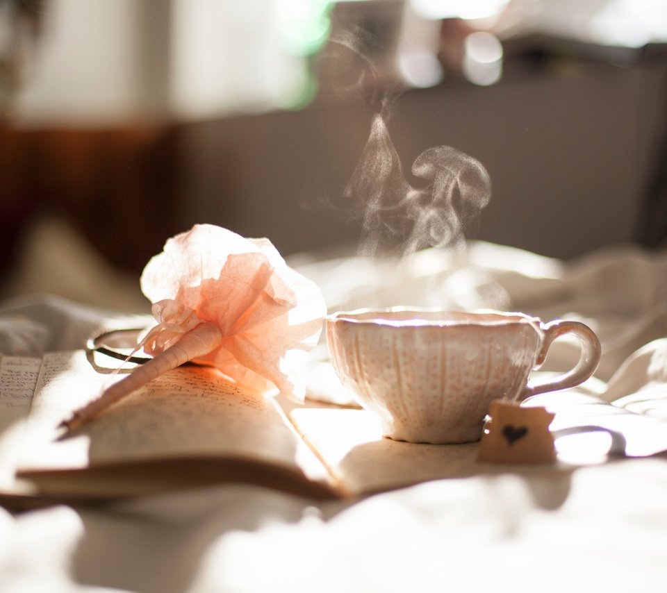 Обои кофе, дым, чашка, книга, постель, coffee, smoke, cup, book, bed разрешение 5616x3744 Загрузить