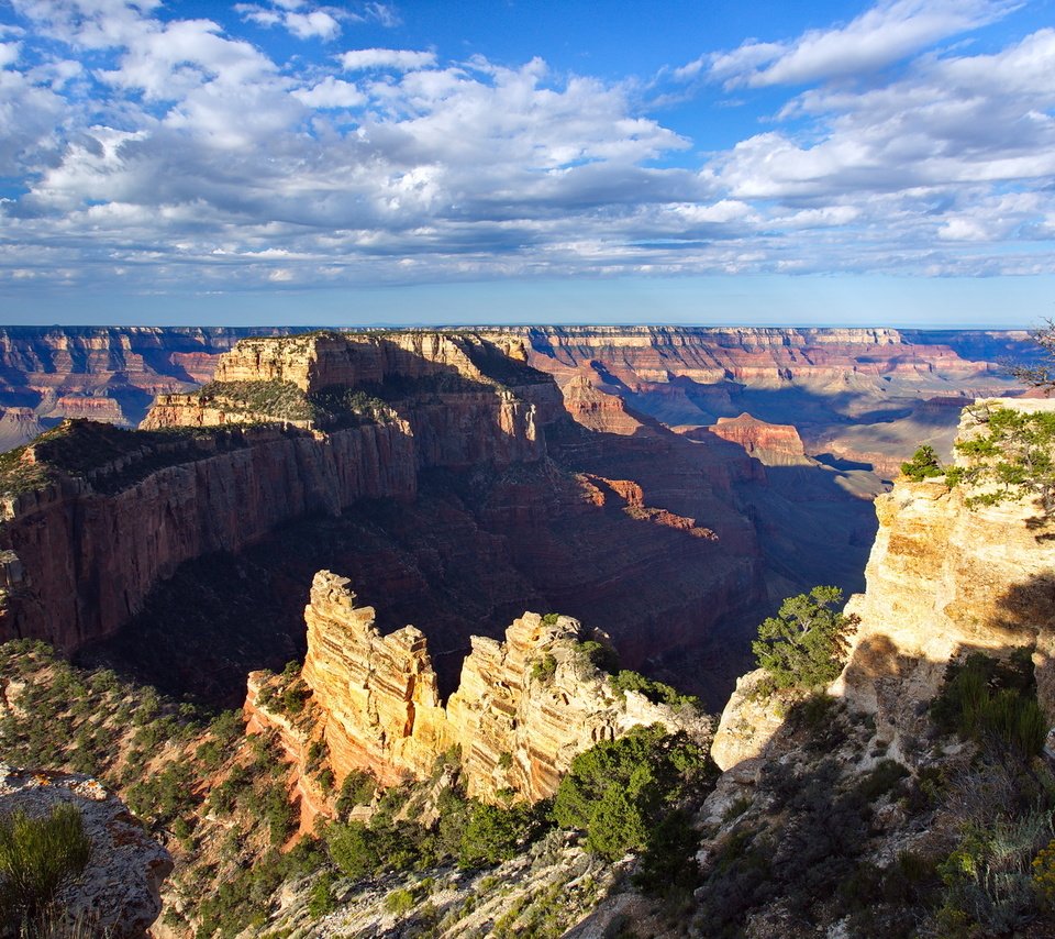 Обои небо, облака, горы, каньон, the sky, clouds, mountains, canyon разрешение 2048x1152 Загрузить