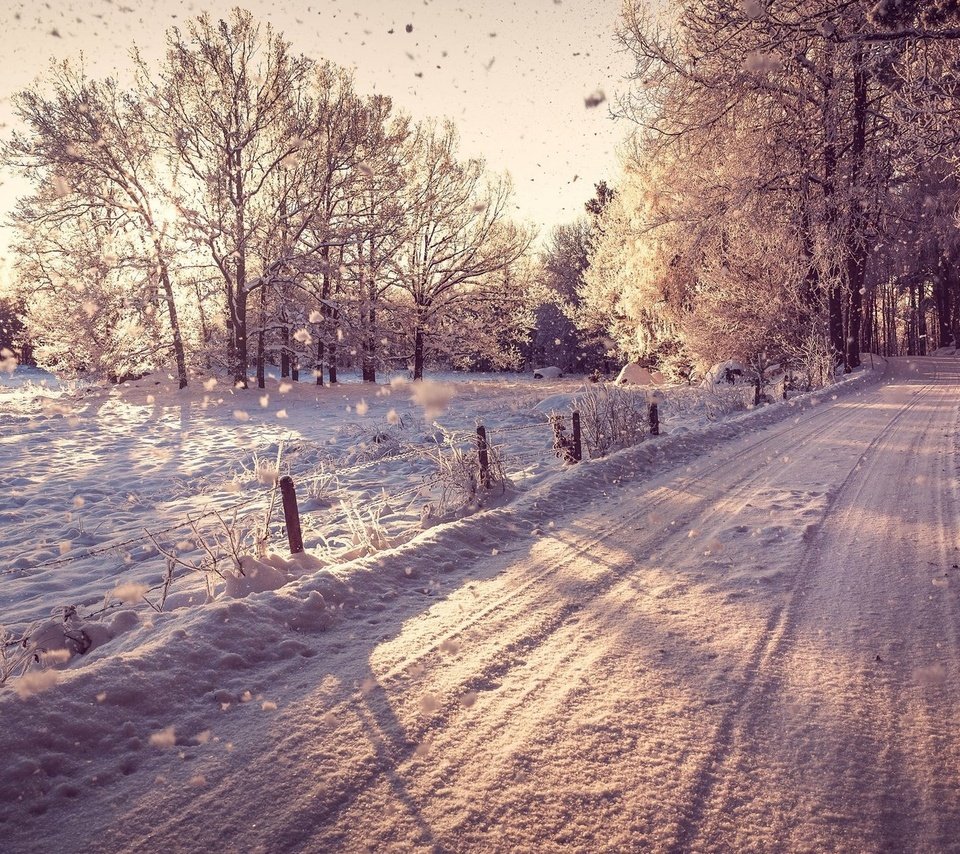 Обои дорога, снег, зима, road, snow, winter разрешение 1920x1200 Загрузить