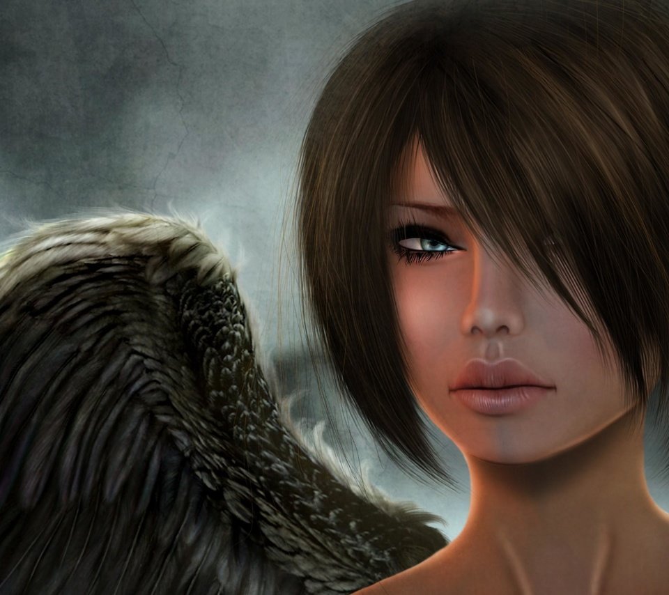 Обои девушка, взгляд, крылья, рендеринг, ангел, лицо, 3д, girl, look, wings, rendering, angel, face, 3d разрешение 2950x1878 Загрузить