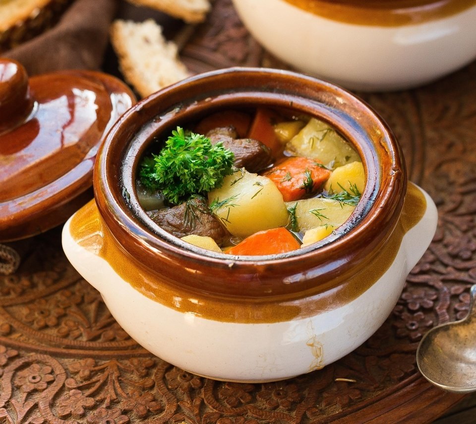 Обои овощи, жаркое, горшочек, vegetables, hot, pot разрешение 1920x1200 Загрузить