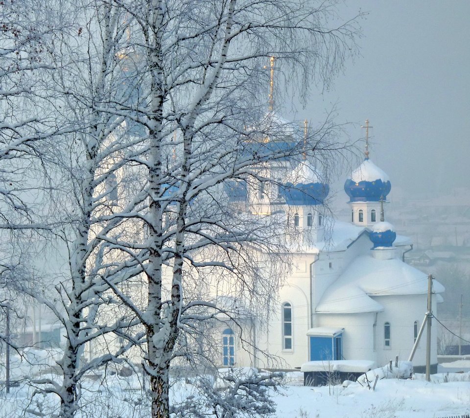 Обои деревья, снег, природа, зима, церковь, trees, snow, nature, winter, church разрешение 3264x2176 Загрузить