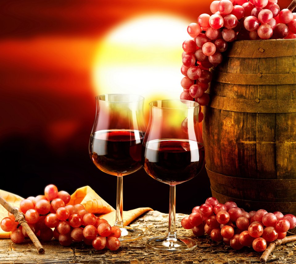 Обои фон, виноград, красный, вино, бокалы, бочонок, background, grapes, red, wine, glasses, barrel разрешение 2880x2160 Загрузить