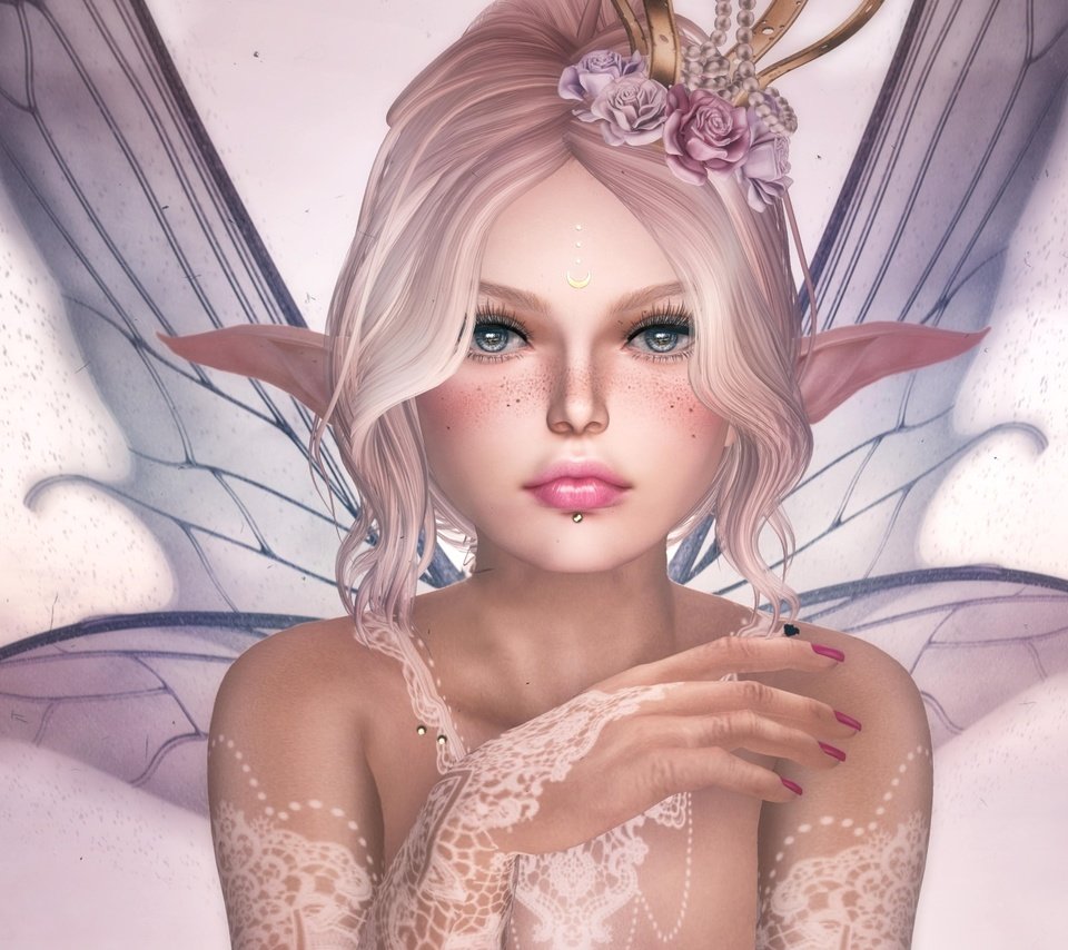 Обои цветы, девушка, крылья, фея, эльф, flowers, girl, wings, fairy, elf разрешение 3300x1759 Загрузить