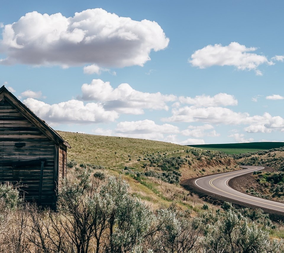 Обои дорога, поле, дом, road, field, house разрешение 1920x1080 Загрузить