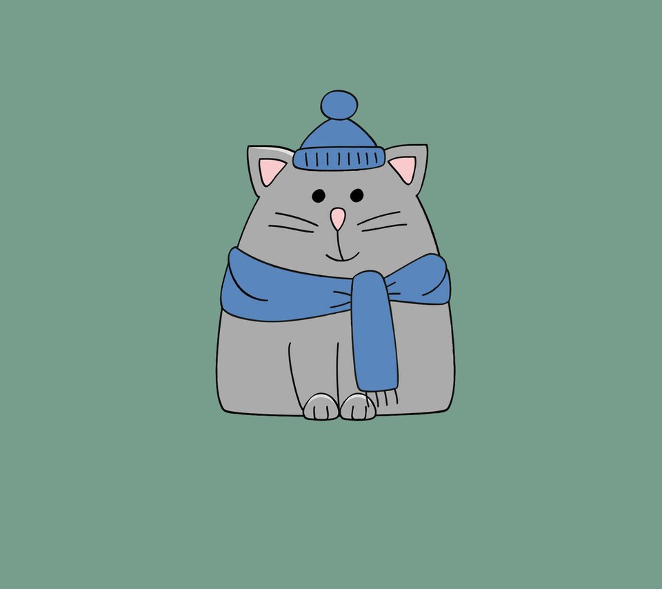 Обои кот, минимализм, шапка, шарф, cat, minimalism, hat, scarf разрешение 2880x1800 Загрузить