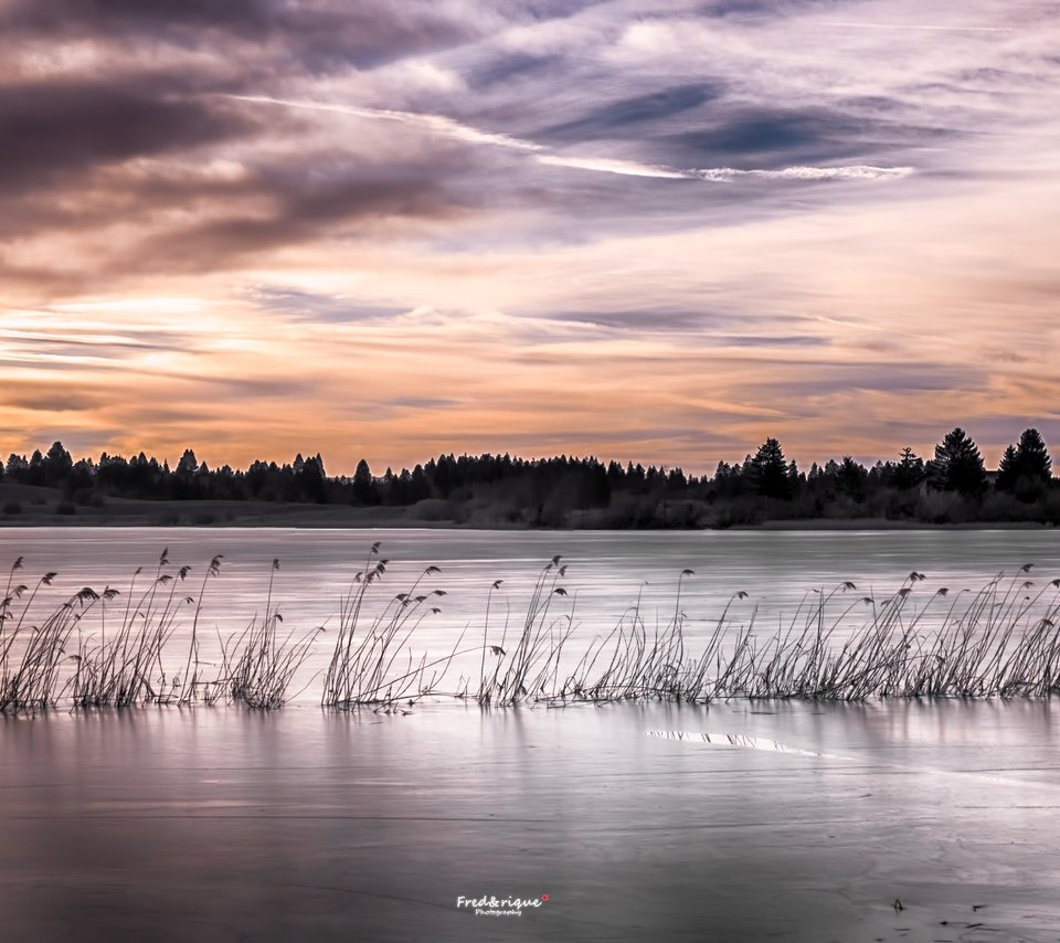 Обои озеро, закат, камыш, lake, sunset, reed разрешение 5472x3080 Загрузить