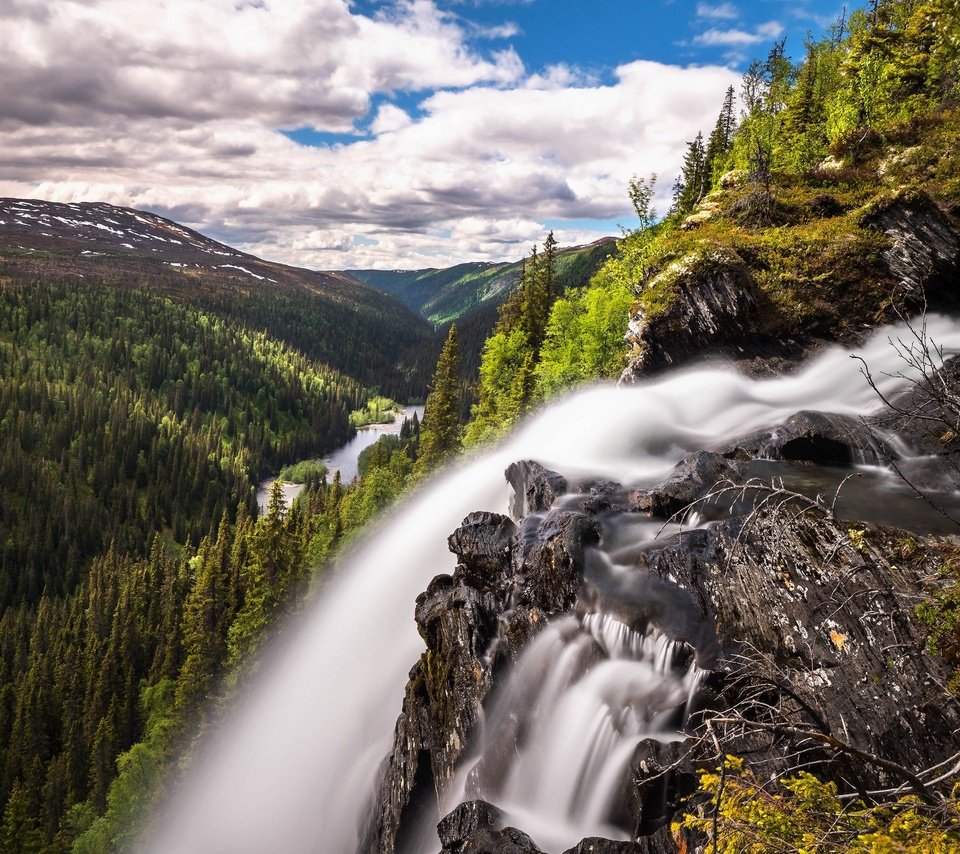 Обои река, природа, гора, водопад, river, nature, mountain, waterfall разрешение 2048x1365 Загрузить