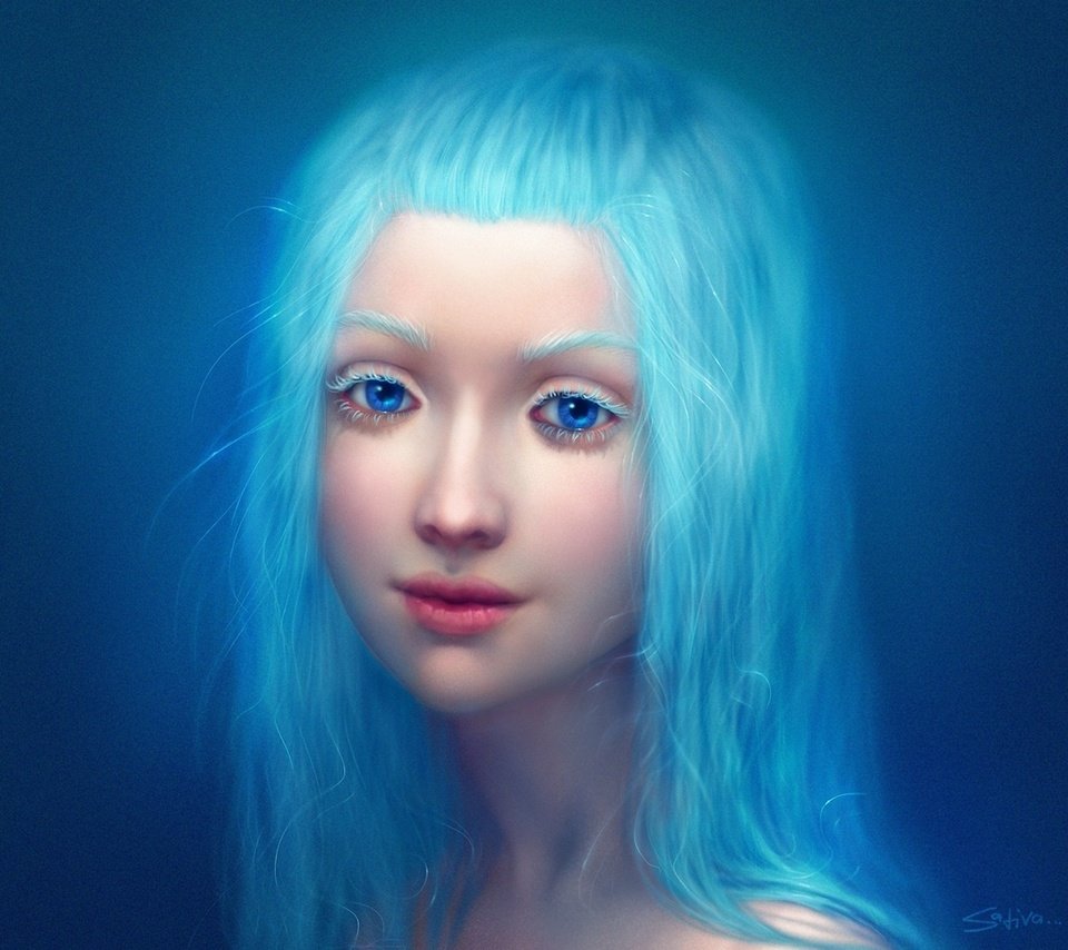 Обои девушка, взгляд, волосы, лицо, синие волосы, girl, look, hair, face, blue hair разрешение 1920x1311 Загрузить