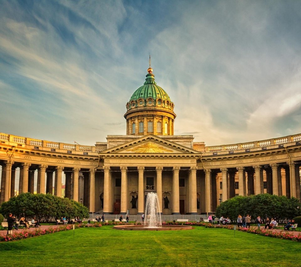 Обои собор, фонтан, россия, санкт-петербург, казанский собор, cathedral, fountain, russia, saint petersburg, kazan cathedral разрешение 1920x1200 Загрузить