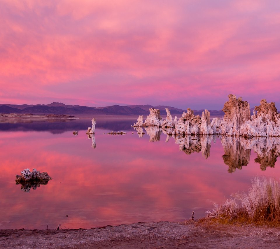 Обои озеро, скалы, камни, закат, сша, калифорния, lake, rocks, stones, sunset, usa, ca разрешение 2048x1367 Загрузить