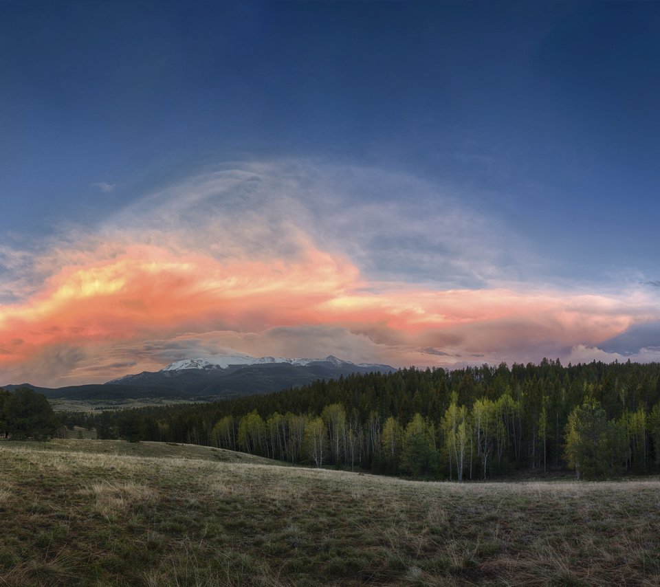 Обои небо, облака, деревья, природа, лес, пейзаж, the sky, clouds, trees, nature, forest, landscape разрешение 7680x4320 Загрузить