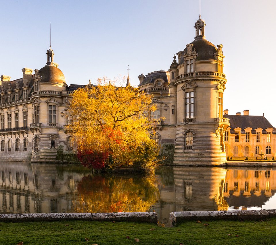 Обои озеро, замок, франция, замок шантийи, шато, chateau de chantilly, шантильи, lake, castle, france, chantilly castle, chateau, chantilly разрешение 1920x1200 Загрузить