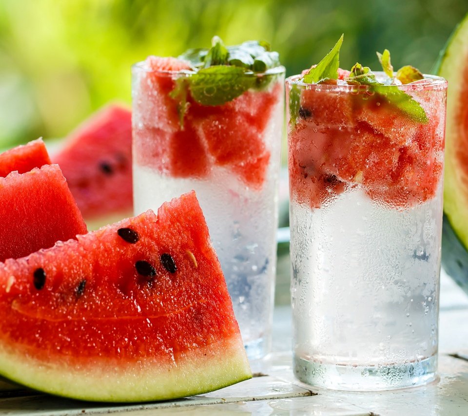 Обои мята, напиток, арбуз, стаканы, mint, drink, watermelon, glasses разрешение 3840x2400 Загрузить