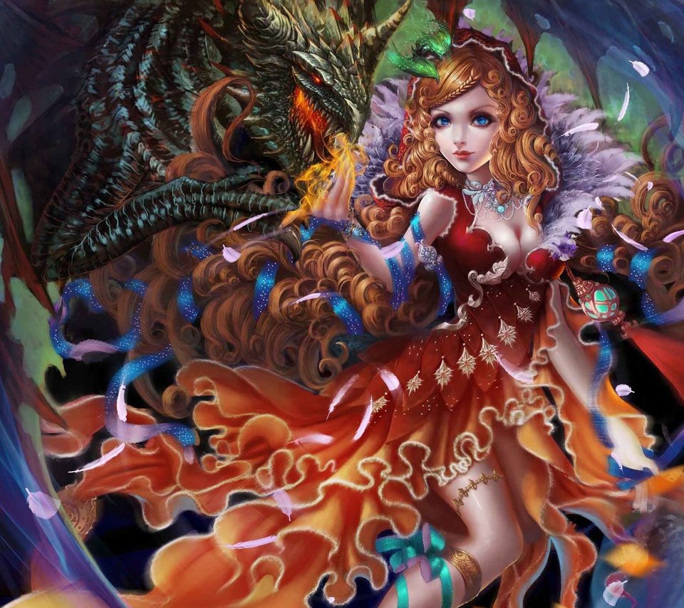 Обои арт, девушка, дракон, фэнтези, art, girl, dragon, fantasy разрешение 1920x1200 Загрузить