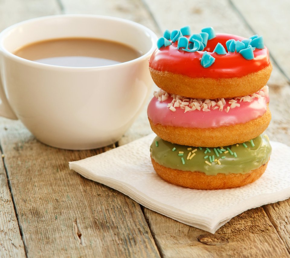 Обои кофе, чашка, пончики, глазурь, coffee, cup, donuts, glaze разрешение 4200x2800 Загрузить