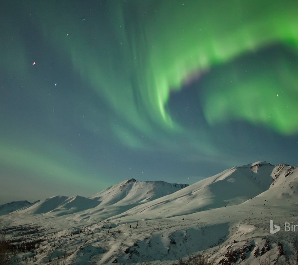 Обои горы, снег, зима, пейзаж, северное сияние, арктика, mountains, snow, winter, landscape, northern lights, arctic разрешение 1920x1200 Загрузить