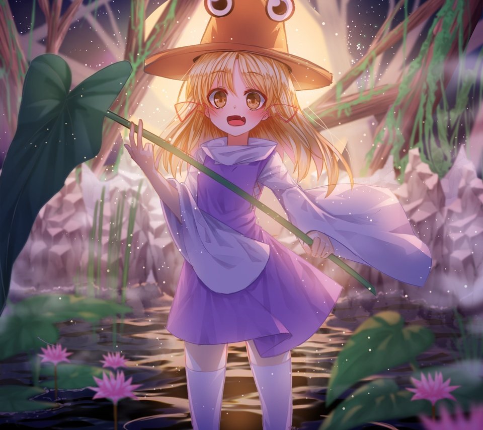 Обои вода, платье, блондинка, лоли, мория сувако, тохо, л, water, dress, blonde, loli, moriya suwako, touhou, l разрешение 2000x2000 Загрузить