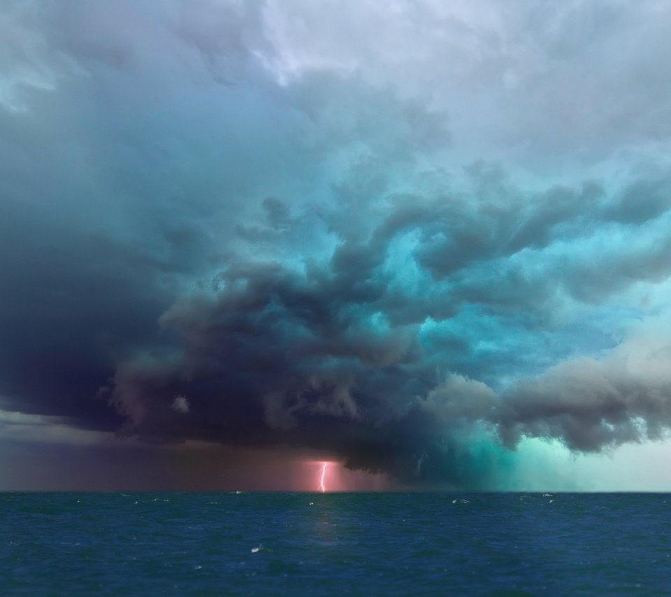 Обои небо, море, молния, стихия, the sky, sea, lightning, element разрешение 1920x1200 Загрузить