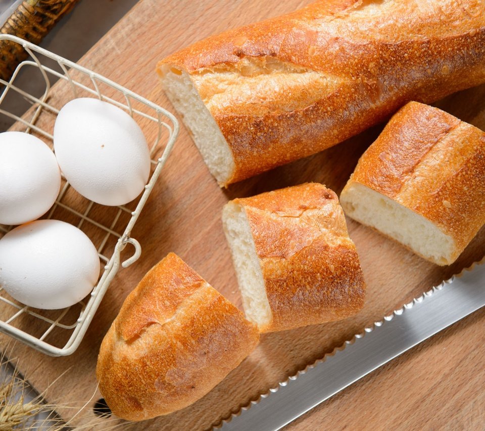 Обои хлеб, багет, яйца, выпечка, батон, французский багет, яйцо куриное, bread, baguette, eggs, cakes, baton, french baguette, chicken egg разрешение 2048x1363 Загрузить