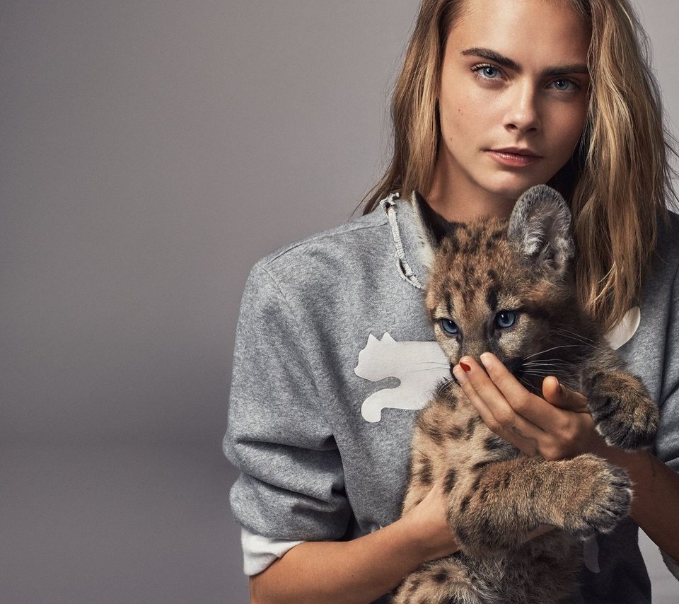 Обои модель, актриса, пума, детеныш, кара делевинь, model, actress, puma, cub, cara delevingne разрешение 1920x1200 Загрузить