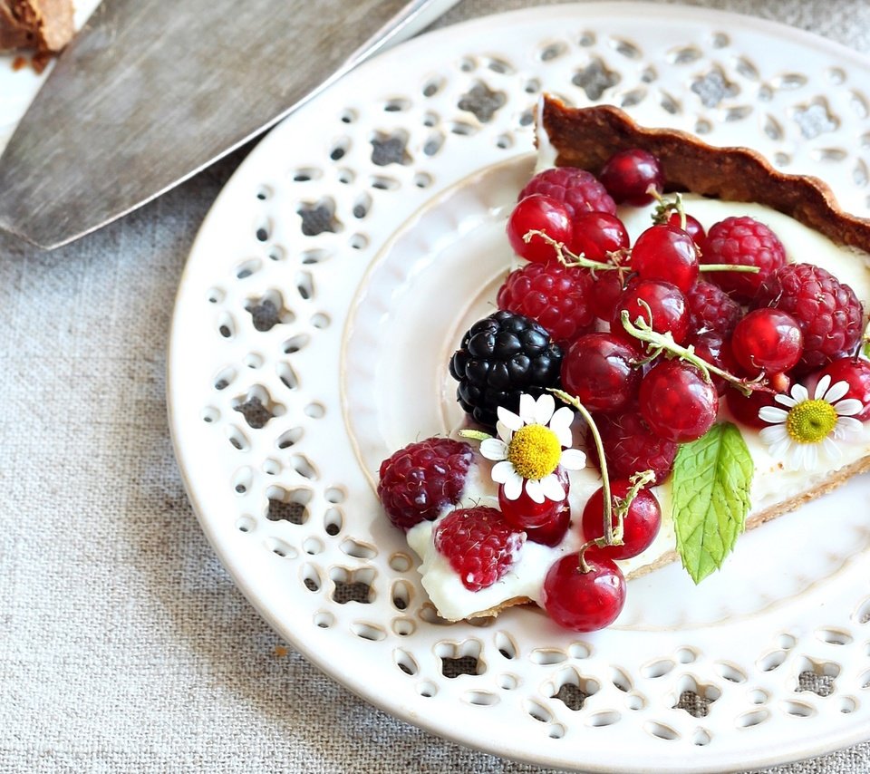 Обои малина, ягоды, тарелка, десерт, пирог, ежевика, смородина, raspberry, berries, plate, dessert, pie, blackberry, currants разрешение 2100x1185 Загрузить