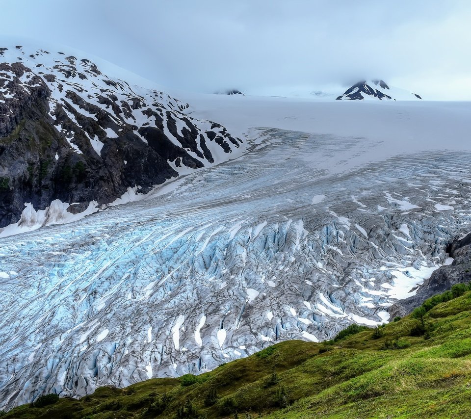 Обои горы, снег, природа, лёд, аляска, фьорд, mountains, snow, nature, ice, alaska, the fjord разрешение 2048x1368 Загрузить