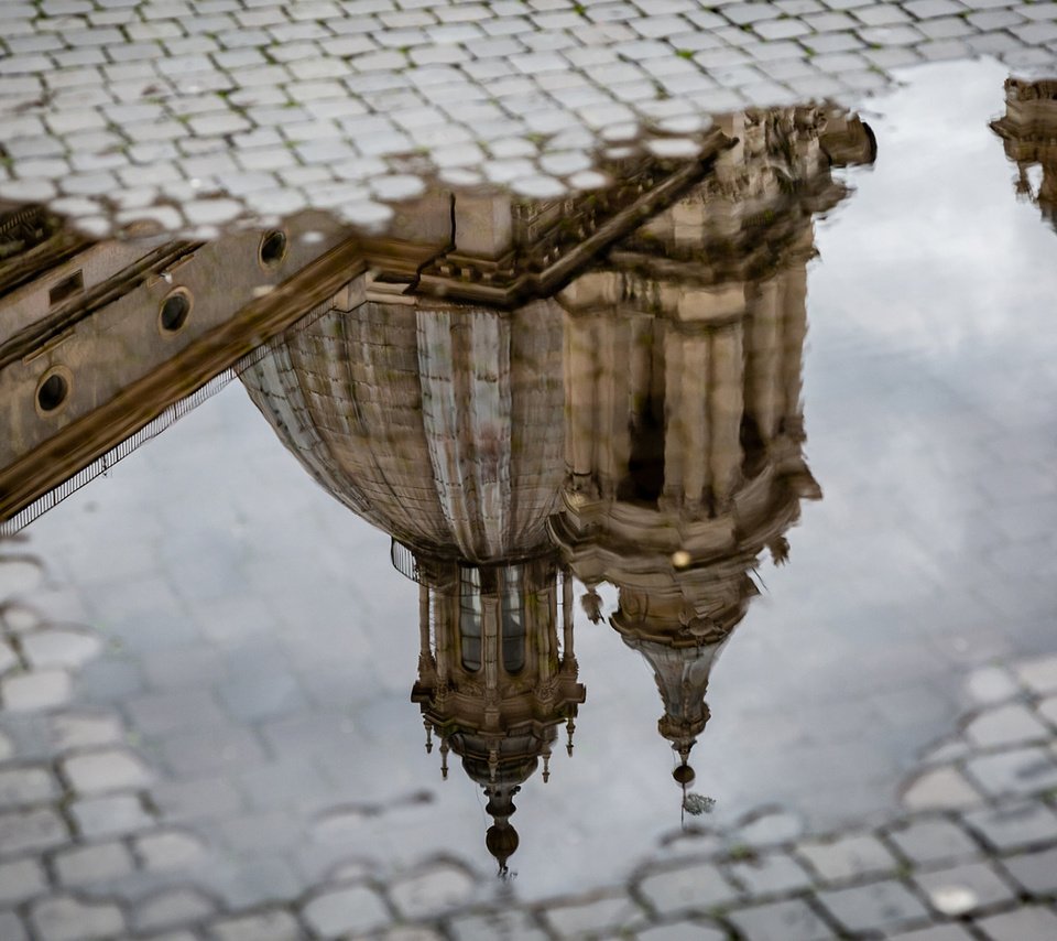 Обои отражение, собор, италия, рим, лужа, reflection, cathedral, italy, rome, puddle разрешение 1920x1200 Загрузить