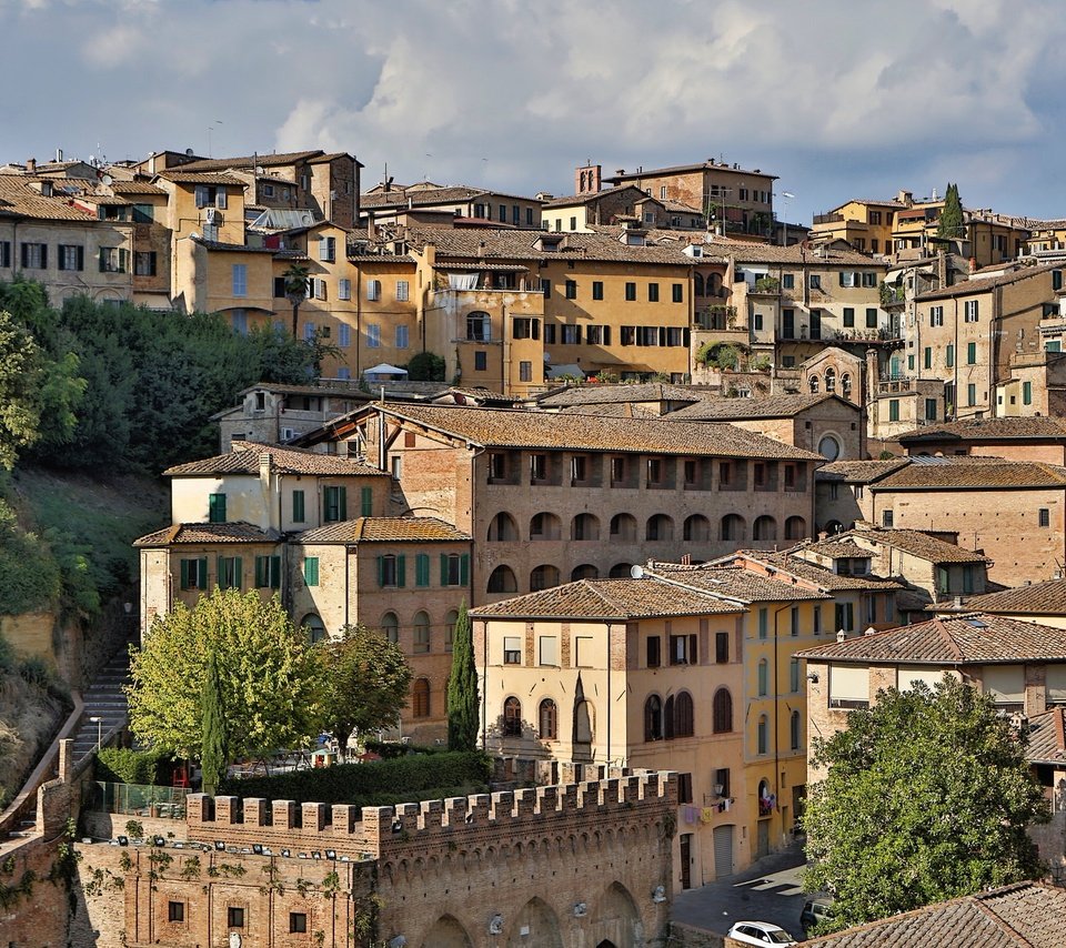 Обои панорама, дома, италия, здания, тоскана, сиена, panorama, home, italy, building, tuscany, siena разрешение 2048x1365 Загрузить