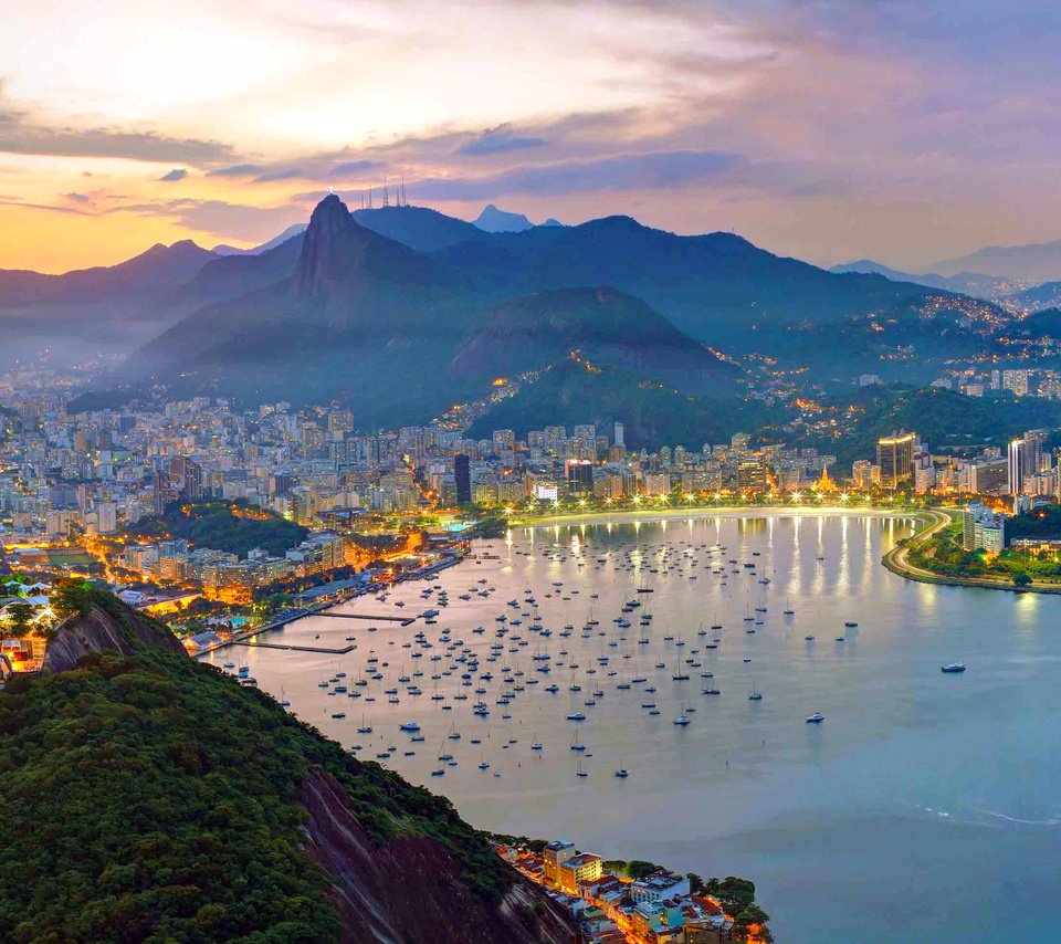 Обои вечер, море, рио-де-жанейро, the evening, sea, rio de janeiro разрешение 3000x1943 Загрузить