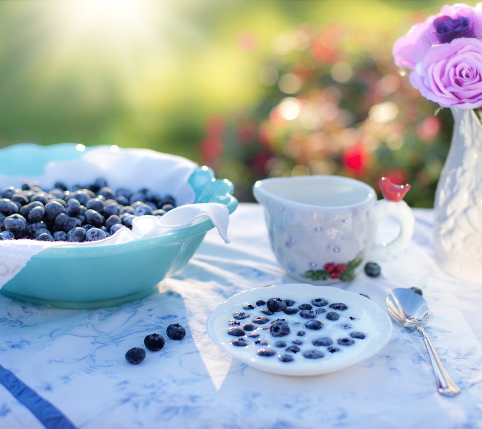 Обои ягоды, черника, посуда, молоко, berries, blueberries, dishes, milk разрешение 5248x3499 Загрузить