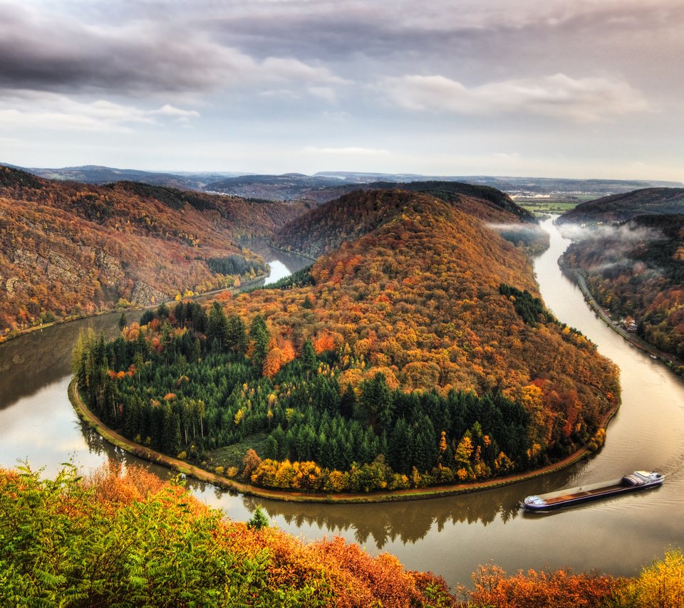 Обои пейзаж, осень, леса, реки, германия, landscape, autumn, forest, river, germany разрешение 2560x1600 Загрузить