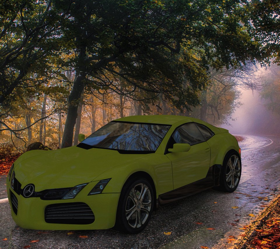 Обои дорога, осень, концепт, мерседес, road, autumn, the concept, mercedes разрешение 3553x1998 Загрузить