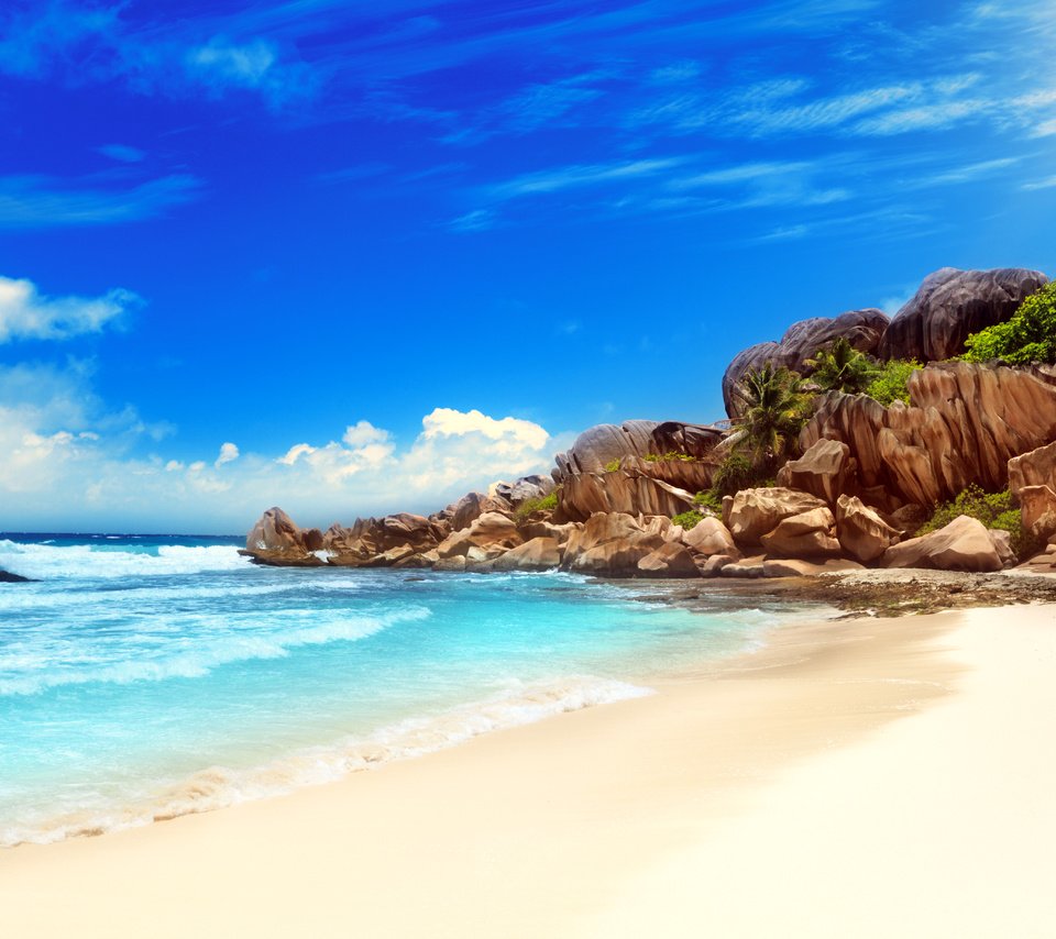Обои море, пляж, тропики, 5, сейшелы, sea, beach, tropics, seychelles разрешение 5528x3685 Загрузить