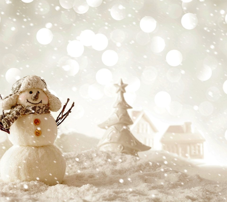 Обои снег, новый год, зима, снеговик, рождество, snow, new year, winter, snowman, christmas разрешение 2880x1800 Загрузить